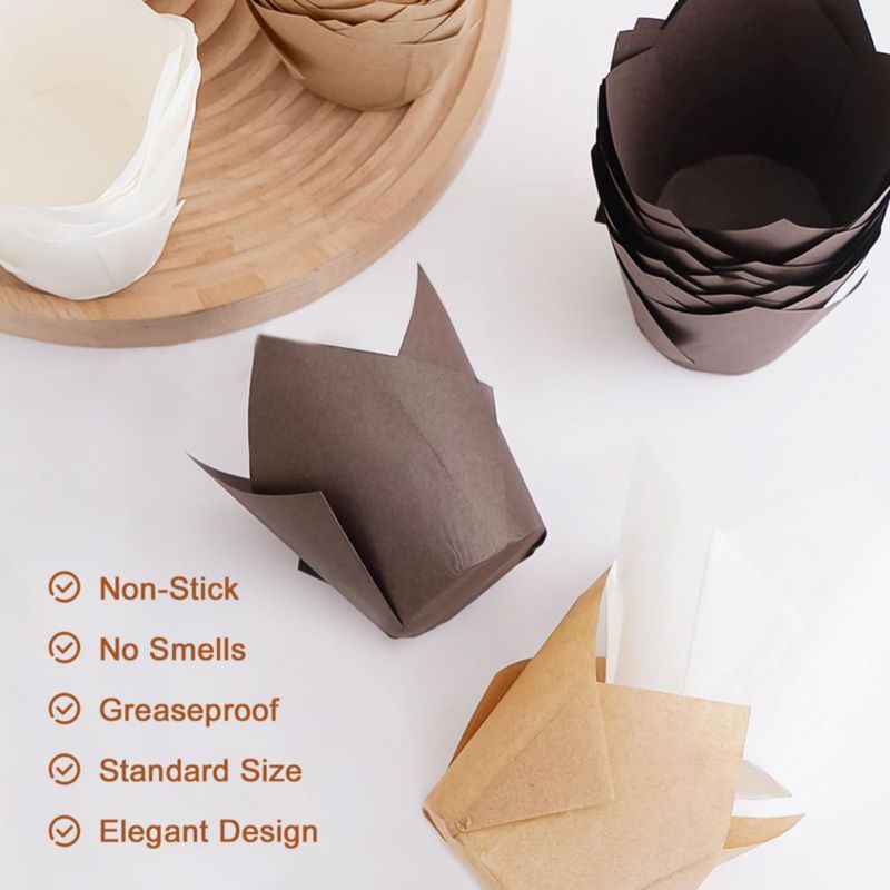 Cápsulas para cupcakes Kovpnor 200 unidades - Diseño Tulipán de papel pergamino