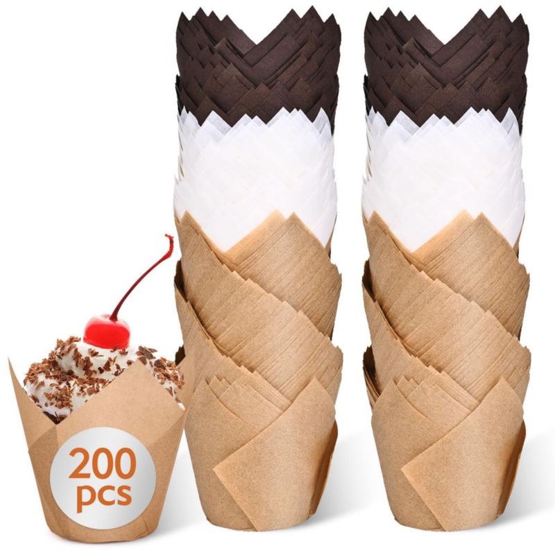 Cápsulas para cupcakes Kovpnor 200 unidades - Diseño Tulipán de papel pergamino