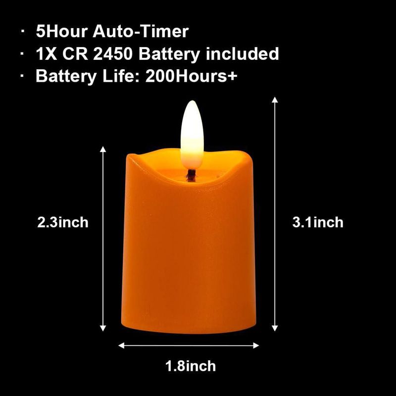 Velas votivas Simplelight4you Naranja pack de 6 con temporizador