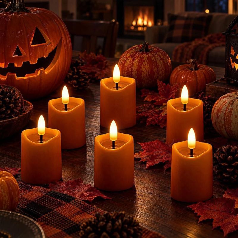 Velas votivas Simplelight4you Naranja pack de 6 con temporizador