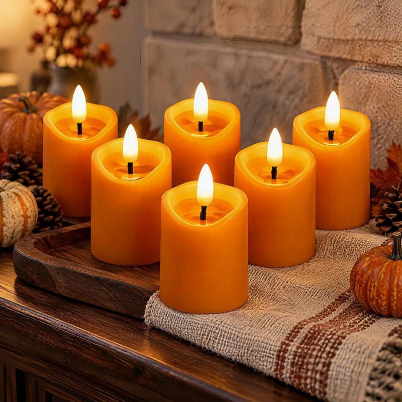Velas votivas Simplelight4you Naranja pack de 6 con temporizador