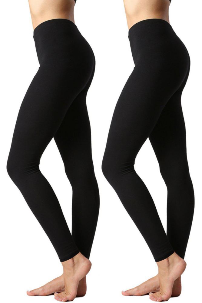 Leggings Zenana talla grande (pack de 2) negro algodón y spandex