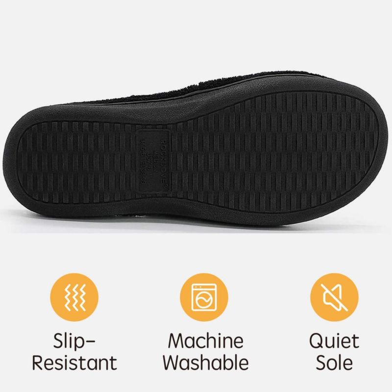 Pantufla RockDove Ajustable 25-27 cm Negra de Espuma de Memoria