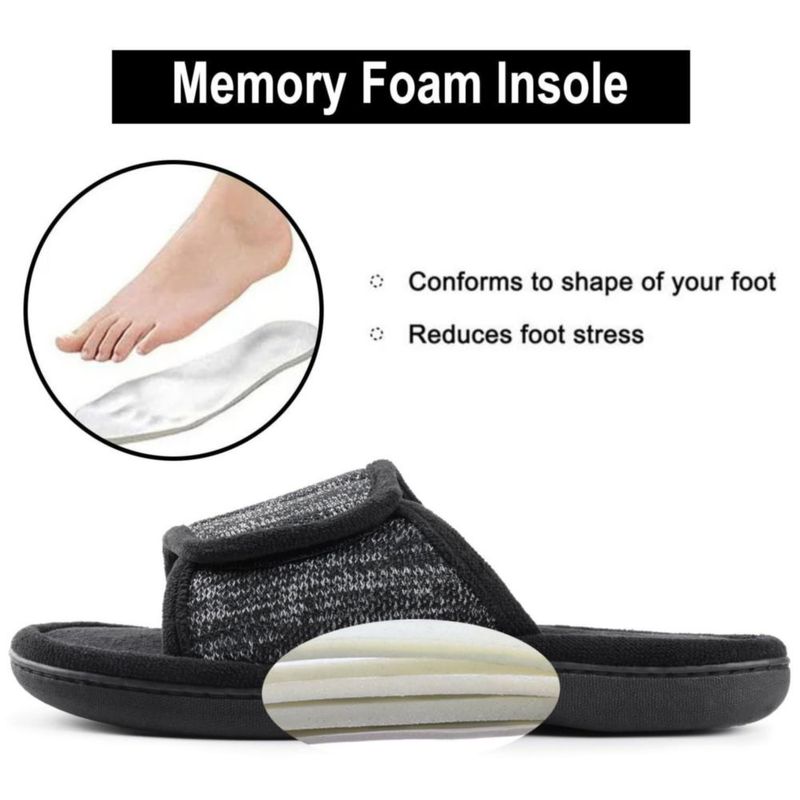 Pantufla RockDove Ajustable 25-27 cm Negra de Espuma de Memoria