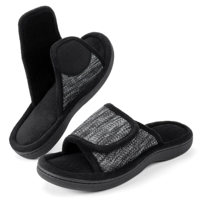 Pantufla RockDove Ajustable 25-27 cm Negra de Espuma de Memoria