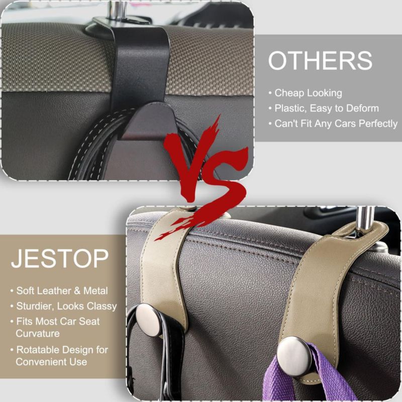 Gancho para reposacabezas de coche JESTOP paquete de 2 cuero color albaricoque