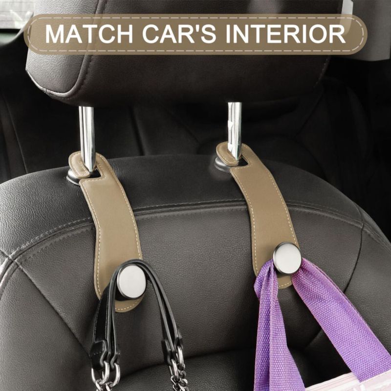 Gancho para reposacabezas de coche JESTOP paquete de 2 cuero color albaricoque