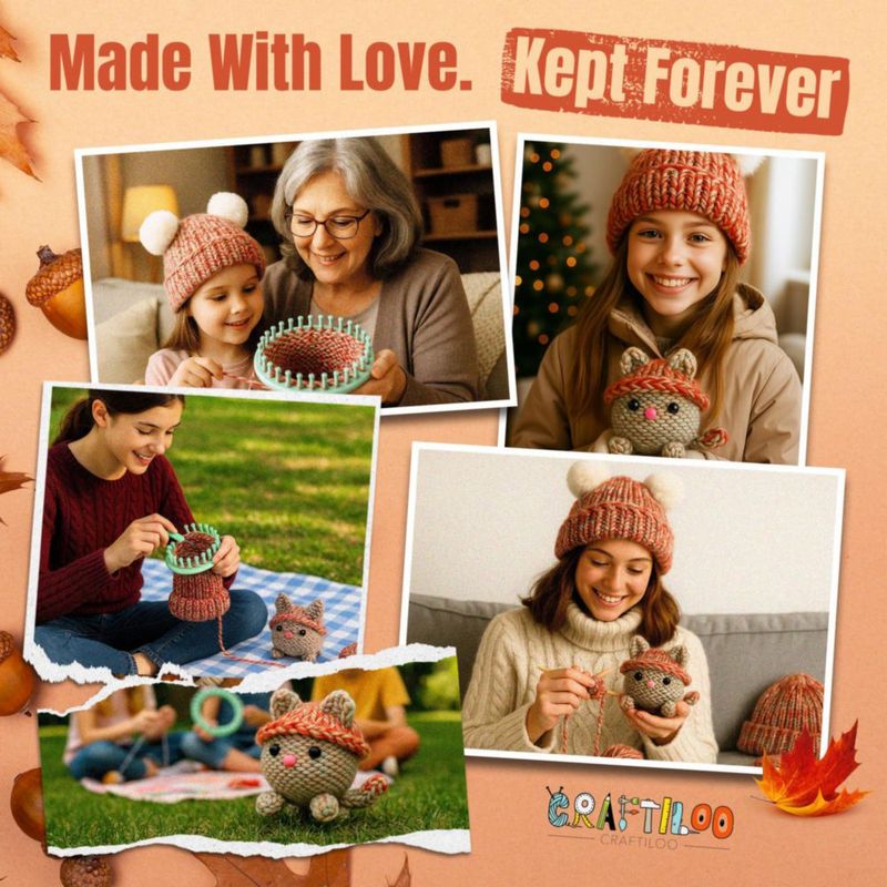 Kit de Tejido CRAFTILOO Gorro y Gato – Principiantes 8+