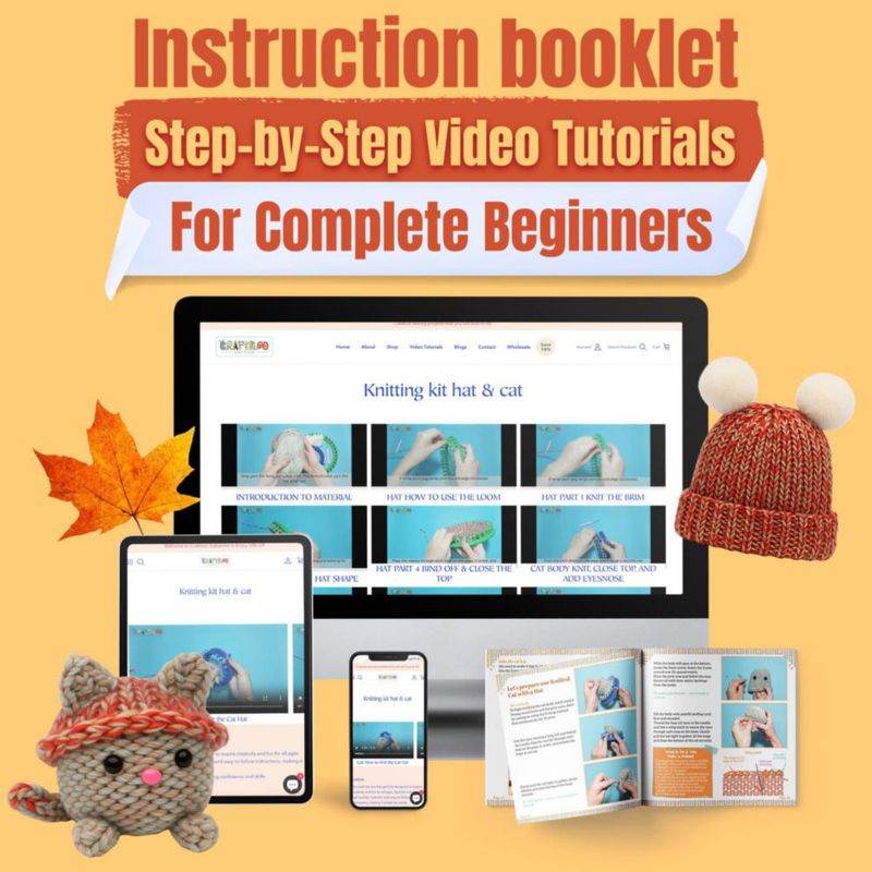 Kit de Tejido CRAFTILOO Gorro y Gato – Principiantes 8+