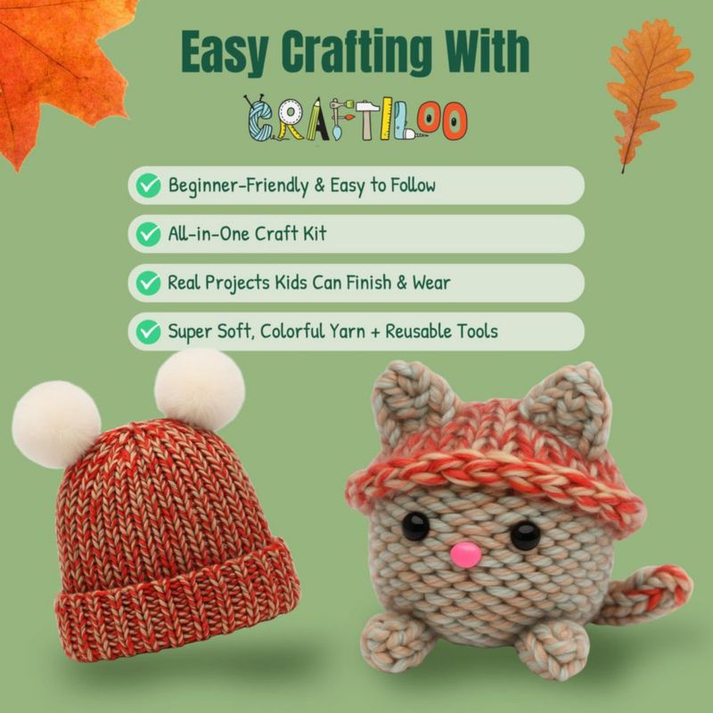 Kit de Tejido CRAFTILOO Gorro y Gato – Principiantes 8+