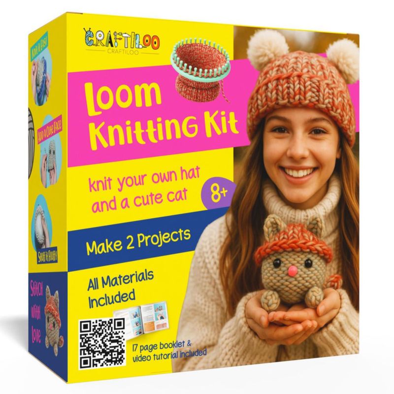 Kit de Tejido CRAFTILOO Gorro y Gato – Principiantes 8+