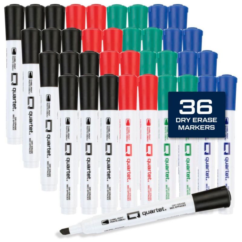 Marcadores de pizarra seca Quartet 36 unidades - negro rojo azul y verde