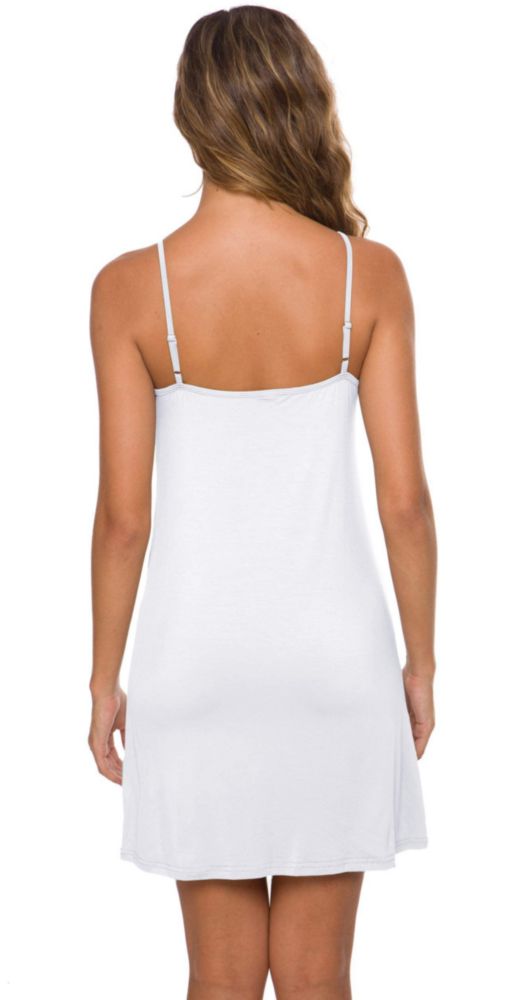 Vestido camisón slip AUHEGN ajustable mini blanco talla pequeña