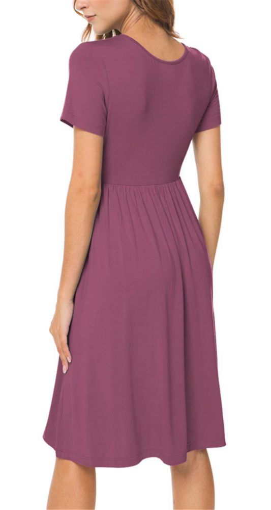 Vestido DB MOON Mauve M con cintura imperio y bolsillos