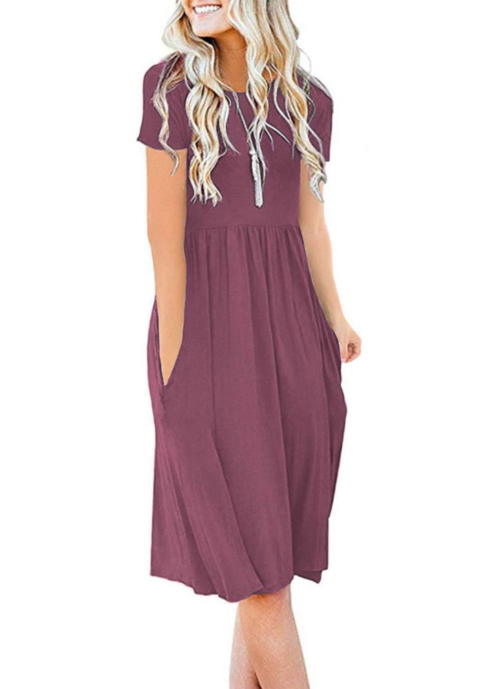 Vestido DB MOON Mauve M con cintura imperio y bolsillos