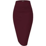 Falda Hybrid & Company XL color Vino cintura alta tejido Ponte con stretch longitud a la rodilla