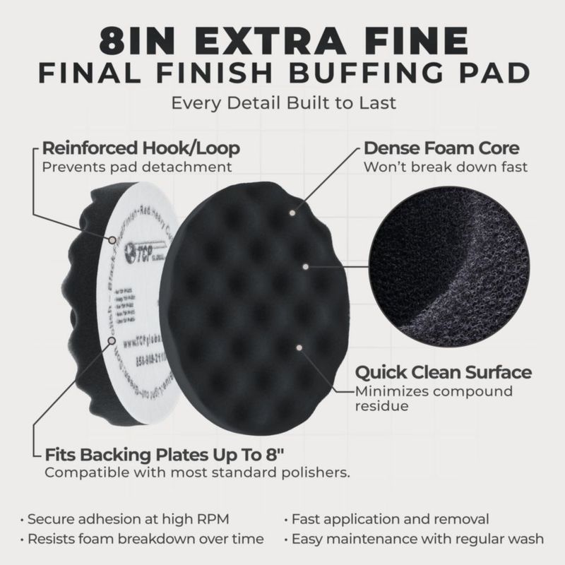 Almohadilla de Pulido TCP Global 20 cm Negra Tipo Waffle Extra Fina