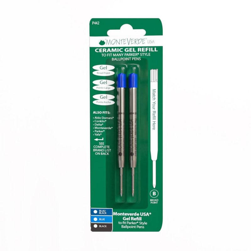 Recarga de Gel Monteverde para Parker Broad Azul - Pack de 2