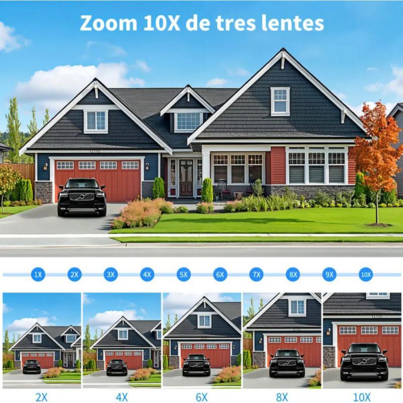 Cámara De Seguridad Exterior 3 Lentes 3 Pantalla 12mp Negro
