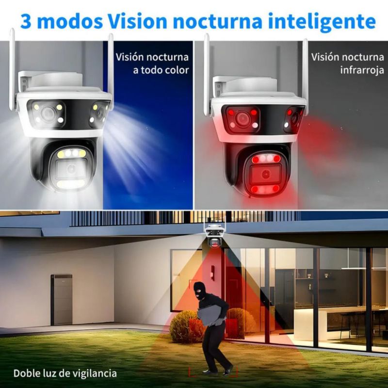 Cámara De Seguridad Exterior 3 Lentes 3 Pantalla 12mp Negro