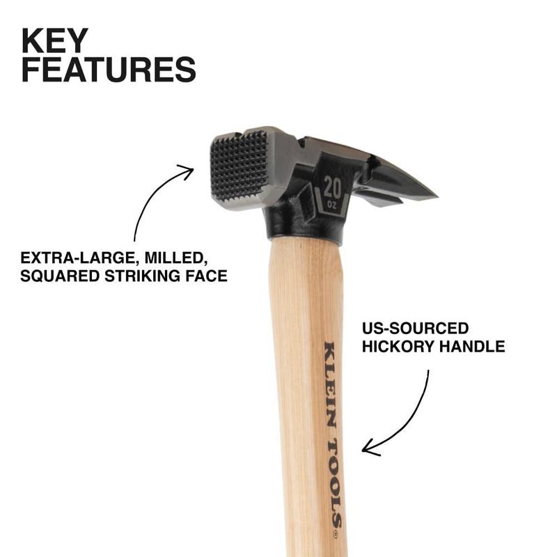 Martillo KLEIN TOOLS 567 g Cara Fresada Garra Recta