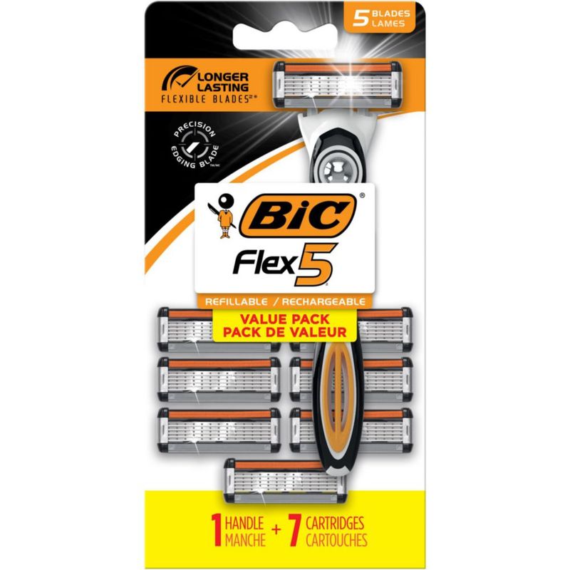 Razors BIC Flex 5 recargable para hombre 1 mango y 7 cartuchos