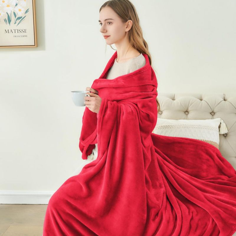 Manta BEDELITE 127 cm x 152 cm Rojo de Forro Polar y Peluche