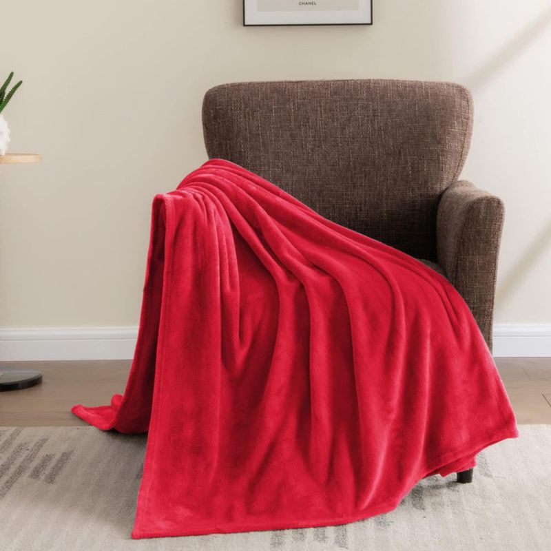 Manta BEDELITE 127 cm x 152 cm Rojo de Forro Polar y Peluche