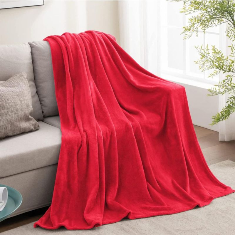 Manta BEDELITE 127 cm x 152 cm Rojo de Forro Polar y Peluche