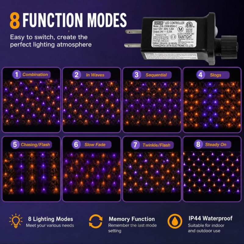 Luces de cadena Dazzle Bright 36 m x 15 m púrpura/naranja
