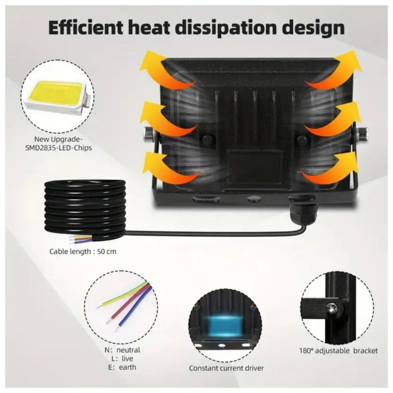 2pcs Reflector Led Exterior 30w, Color Negro