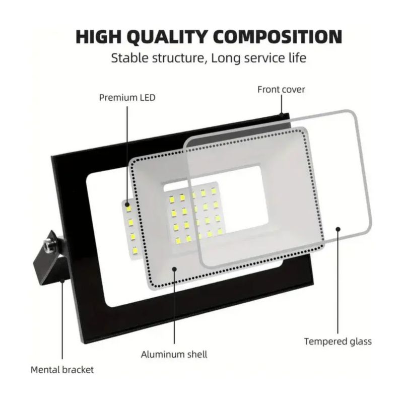 2pcs Reflector Led Exterior 30w, Color Negro