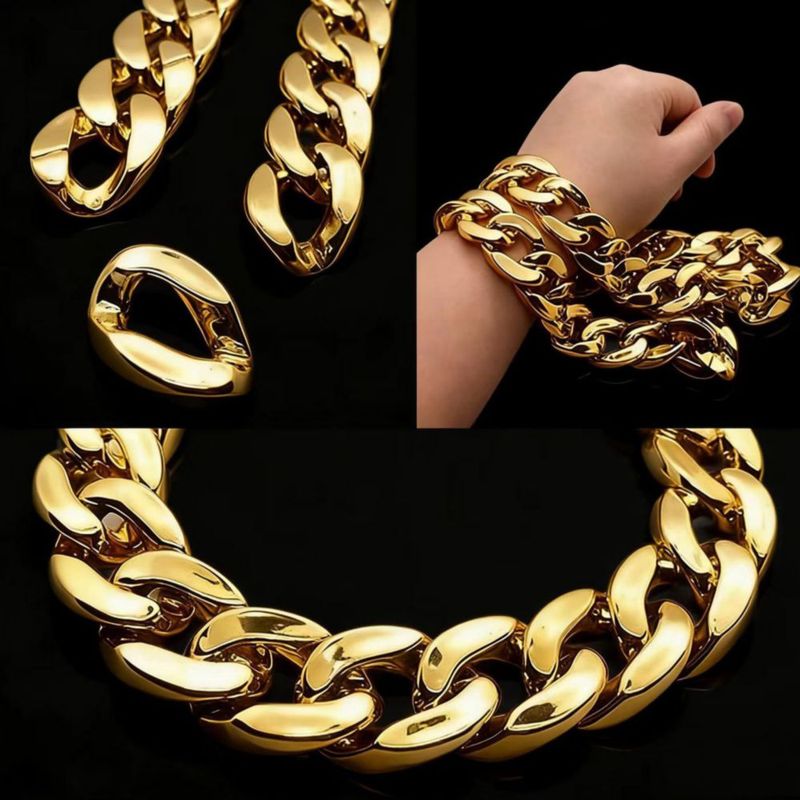 Collar Markeny de 70 cm estilo Hip Hop con cadena dorada