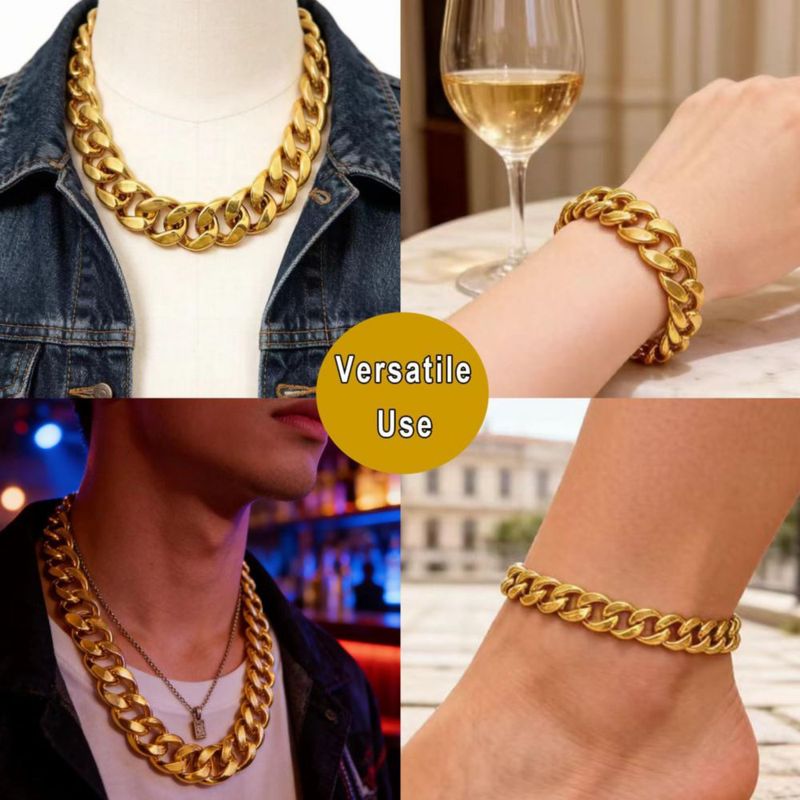 Collar Markeny de 70 cm estilo Hip Hop con cadena dorada