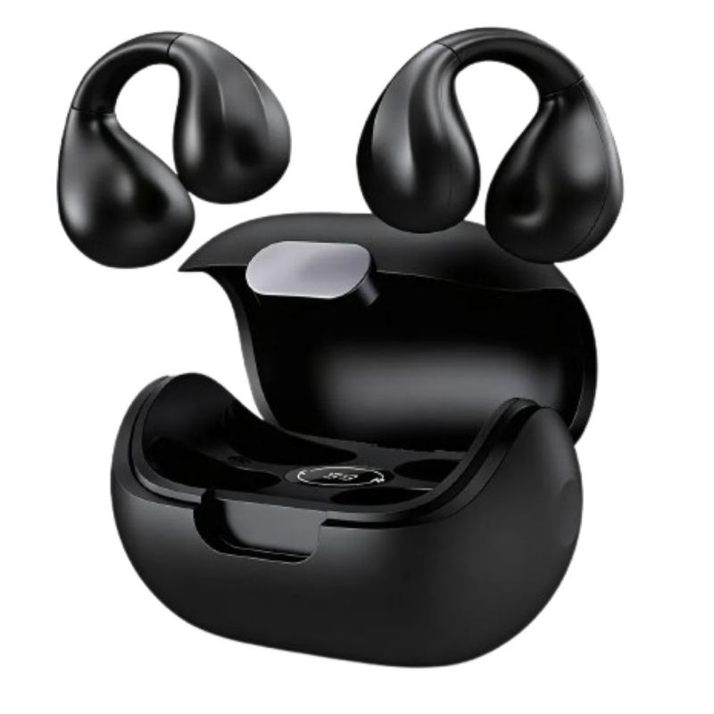 Audífonos de Clip Inalámbricos Bluetooth 5.4, con Micrófono y Reducción de Ruido, Color Negro