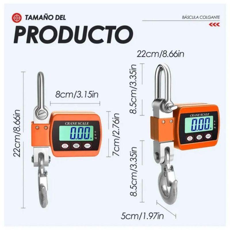 500kg Báscula Industrial Portátil Digital Colgante Con Led, Color Azul