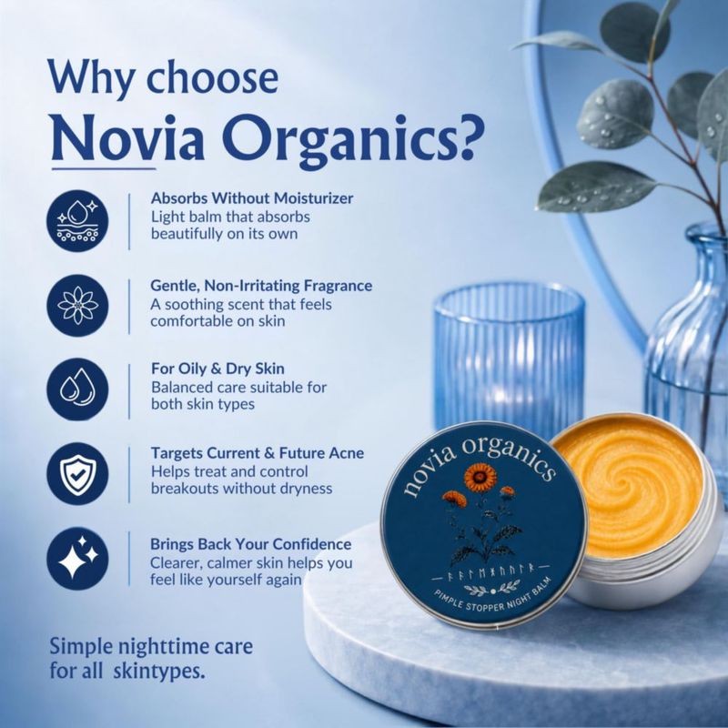 Bálsamo nocturno para el acné Novia Organics 28 g – Tratamiento localizado