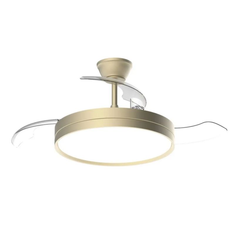 Ventilador De Techo Retráctil 42 Pulgadas Con Luz Led De 3 Tonos, Motor Dc Silencioso Color Cromado