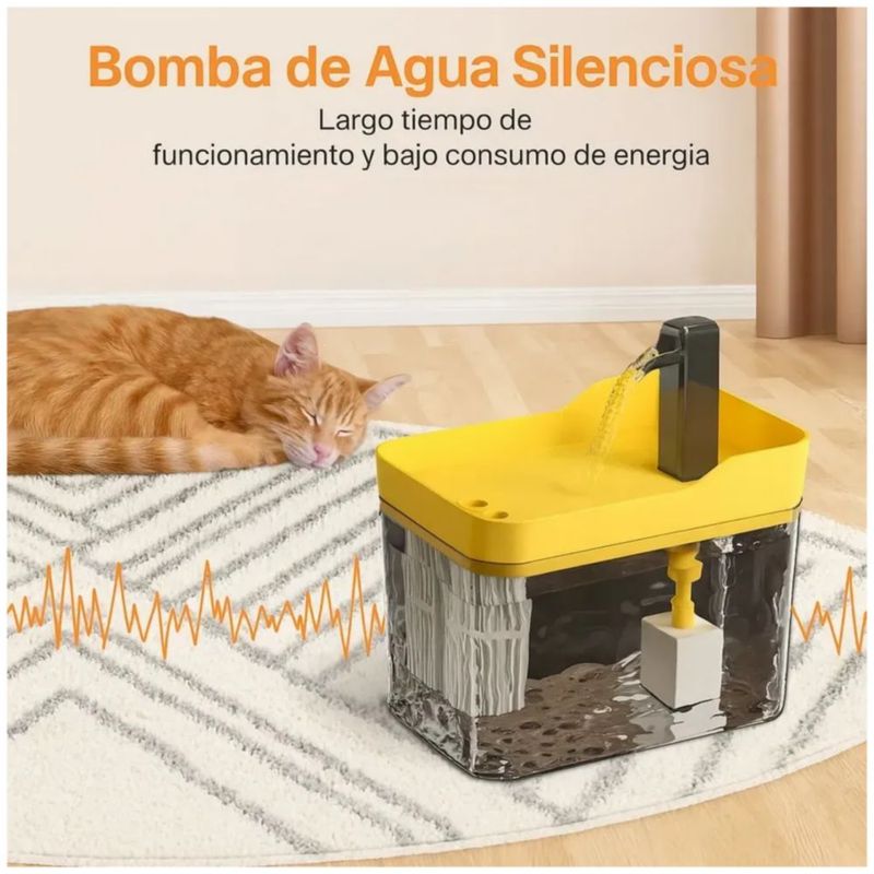 Fuente/bebedero Paragato Y Perro 1.5l/50oz+10 Filtro Esponja, Color Amarillo