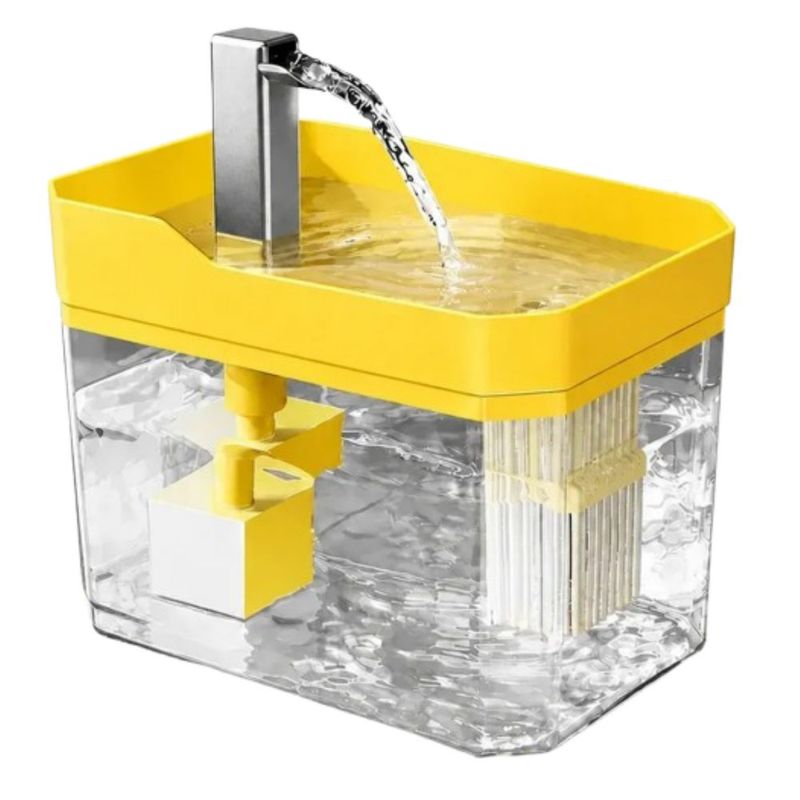 Fuente/bebedero Paragato Y Perro 1.5l/50oz+10 Filtro Esponja, Color Amarillo