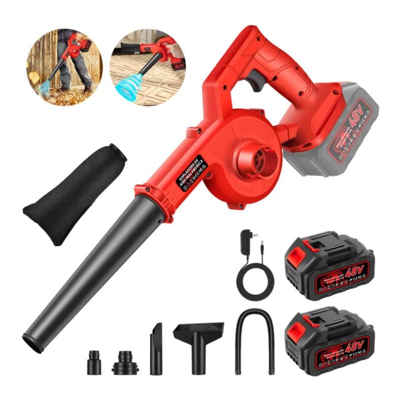 Soplador De Aire Eléctrica Aspiradora Inalámbrico 4 En 1, Color Rojo