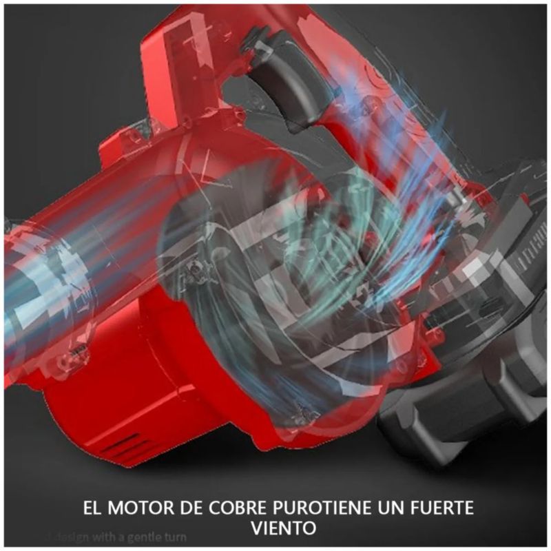 Soplador De Aire Eléctrica Aspiradora Inalámbrico 4 En 1, Color Rojo