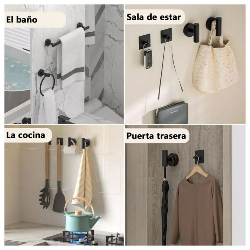 Juego De Accesorios De Baño Negros, 14 Piezas Color Negro