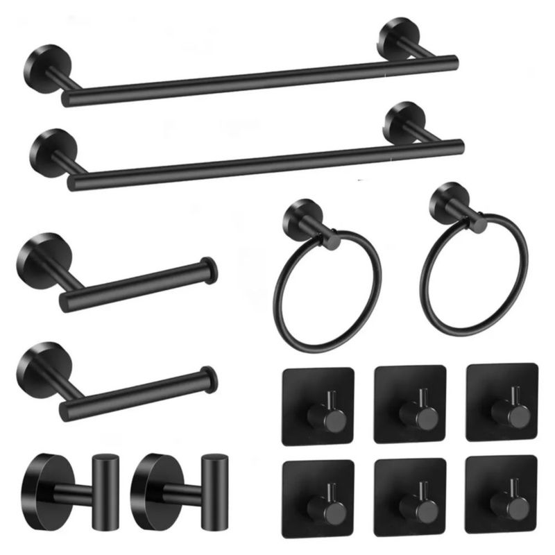 Juego De Accesorios De Baño Negros, 14 Piezas Color Negro