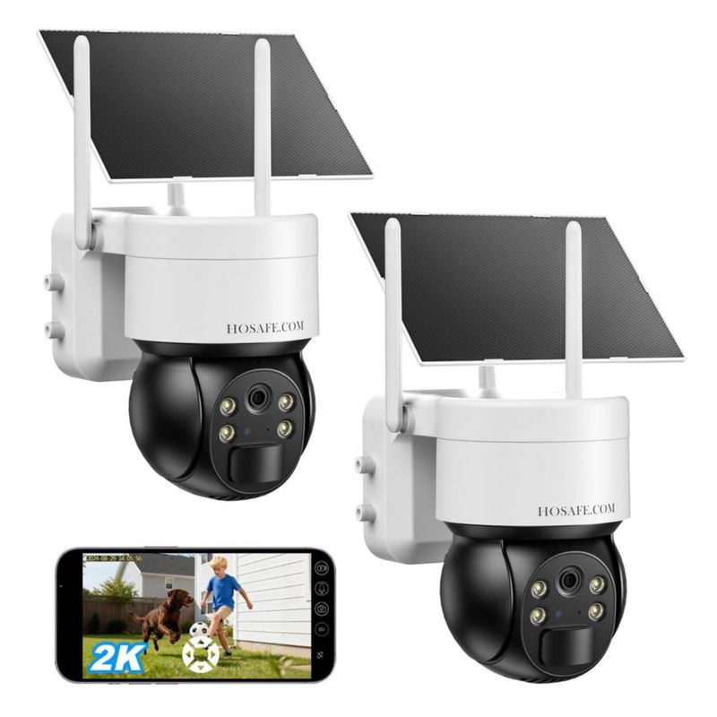 Cámara de seguridad inalámbrica solar HOSAFE.COM (pack de 2)