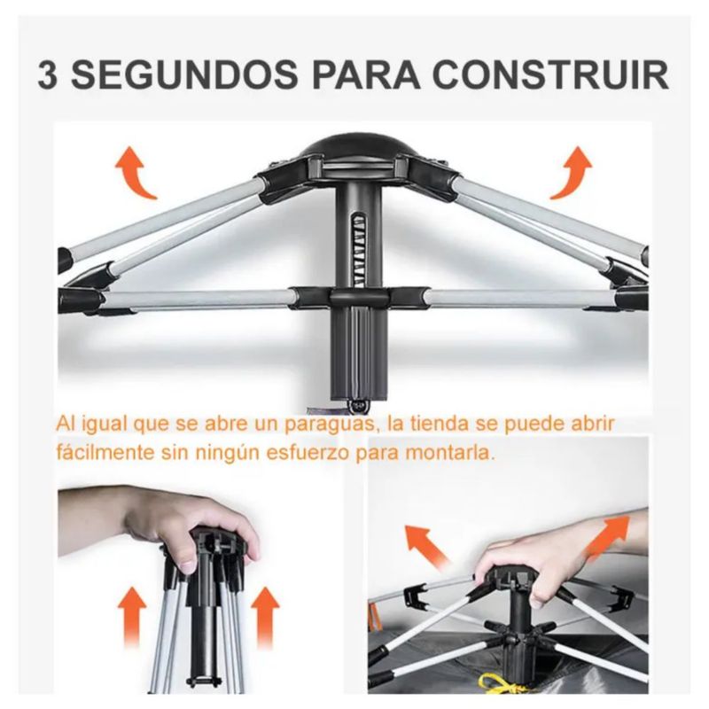 Tienda Campaña Casa Camping Acampar Alta Capacidad 210x200cm Para 3-4 Personas Automática, Color Verde