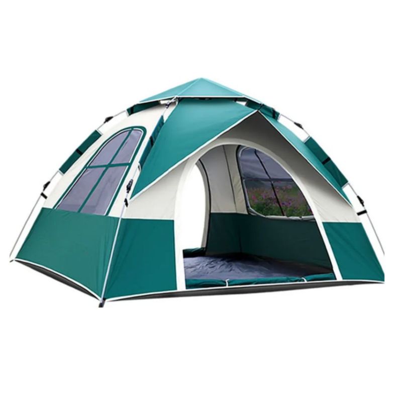 Tienda Campaña Casa Camping Acampar Alta Capacidad 210x200cm Para 3-4 Personas Automática, Color Verde