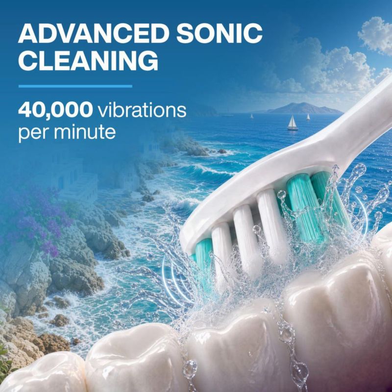 Cepillo de dientes eléctrico Aquasonic Vibe Whitening Mykonos Sky