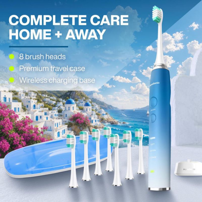 Cepillo de dientes eléctrico Aquasonic Vibe Whitening Mykonos Sky