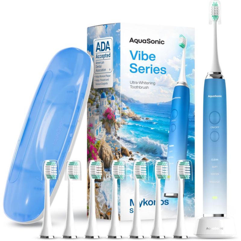 Cepillo de dientes eléctrico Aquasonic Vibe Whitening Mykonos Sky